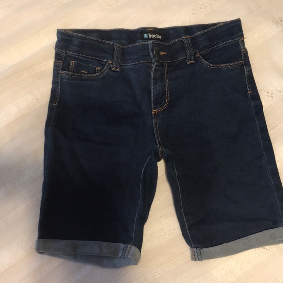 Girls Tractor Navy Jean Shorts - Picture 1 of 7
